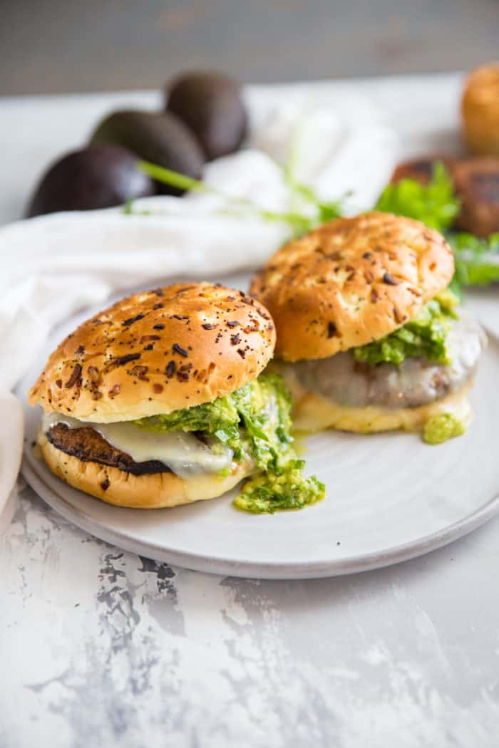 Portobello Mushroom Burgers with Chimichurri Guacamole