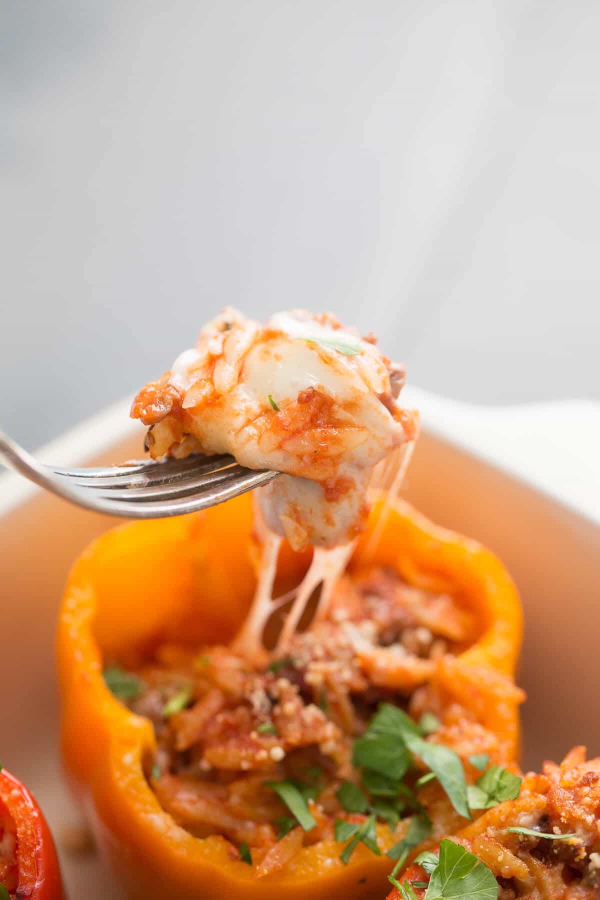 Italian Stuffed Peppers - with Sausage and Orzo - LemonsforLulu.com