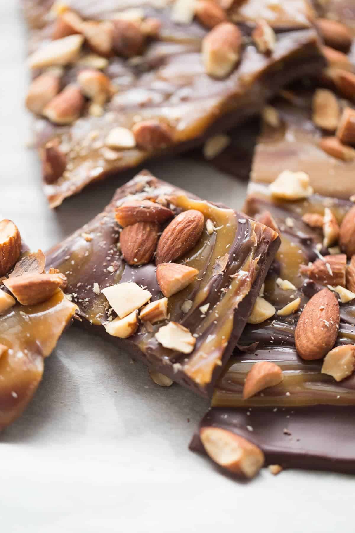 Caramel Almond Dark Chocolate Bark Recipe LemonsforLulu