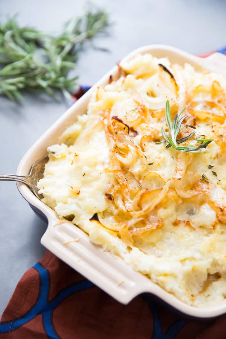 Cheesy Mashed Potatoes with Caramelized Onions and Gruyere