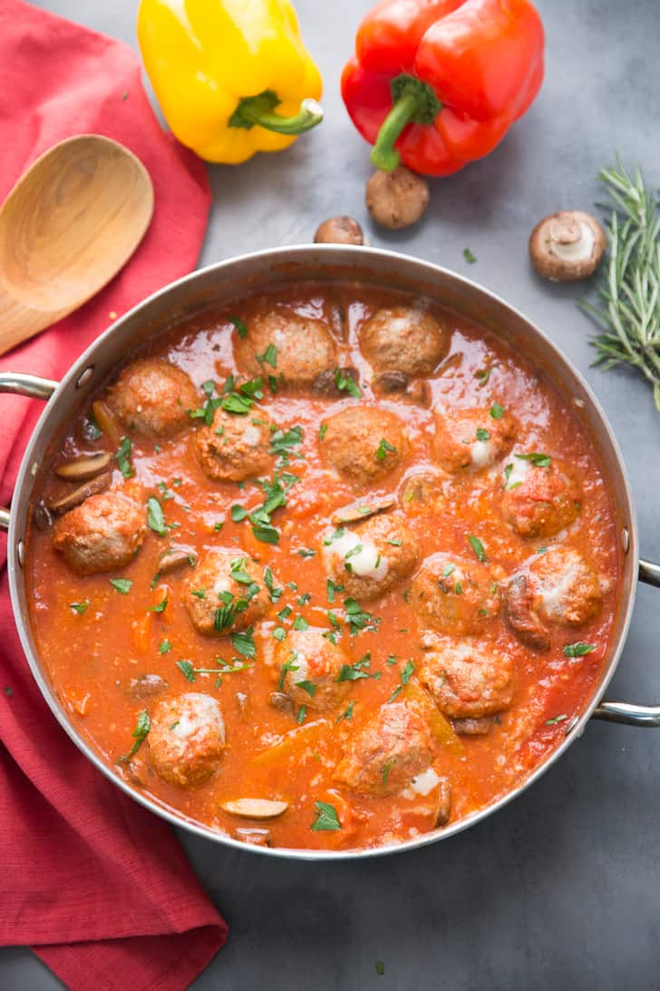 Turkey Meatballs in Cacciatore Sauce Recipe - Lemons for Lulu