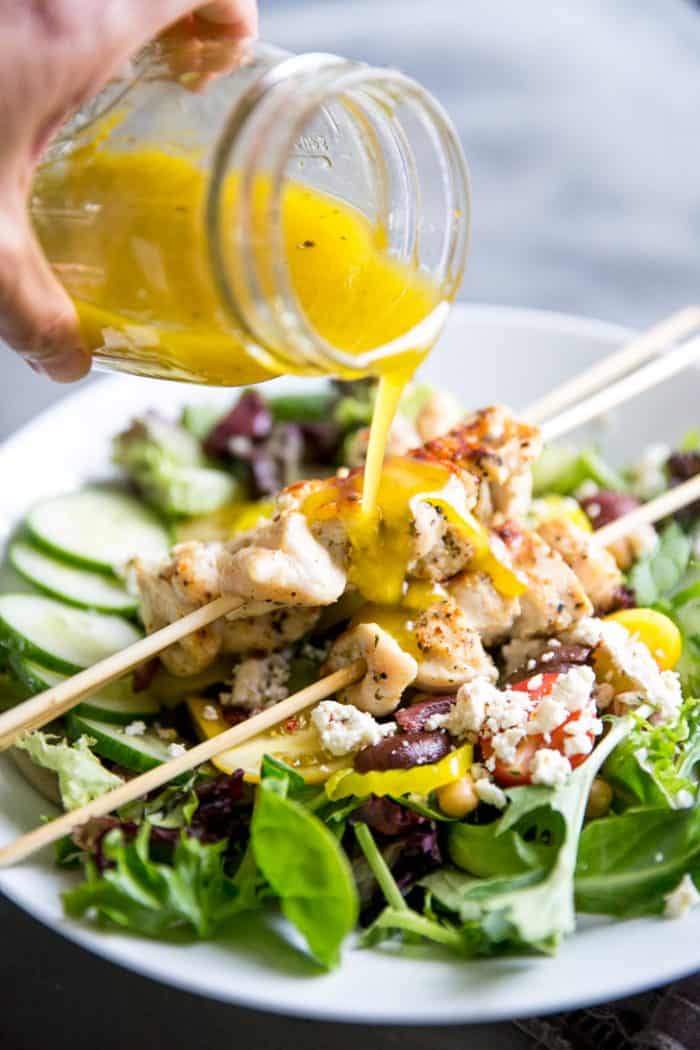 Greek Chicken Souvlaki Salad - LemonsforLulu.com