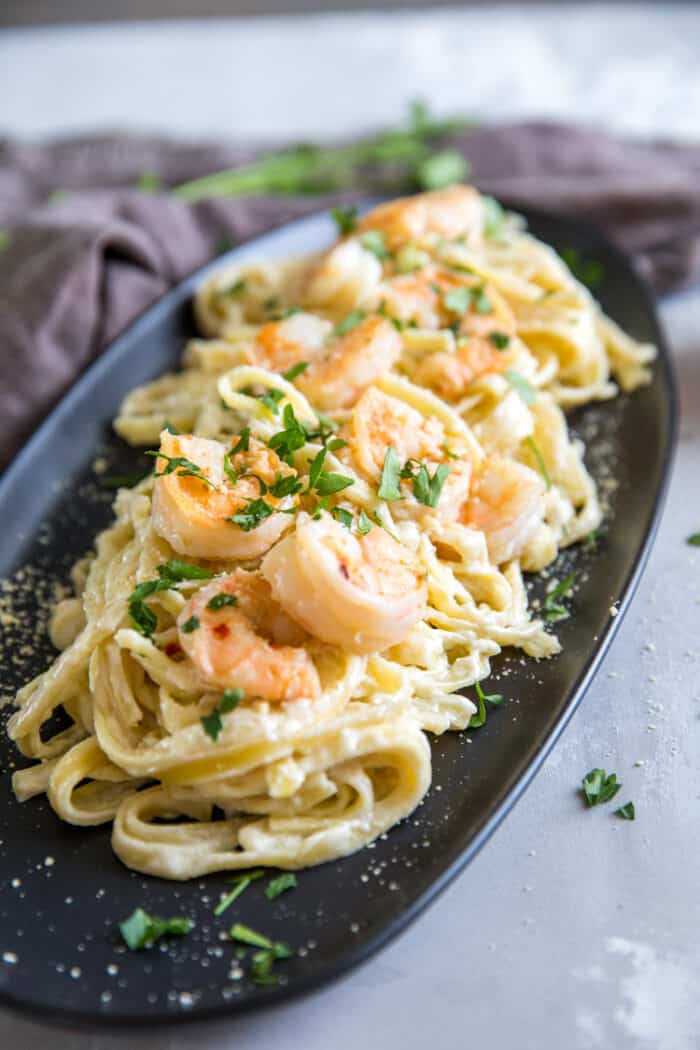 Garlic Shrimp Alfredo | LemonsforLulu.com